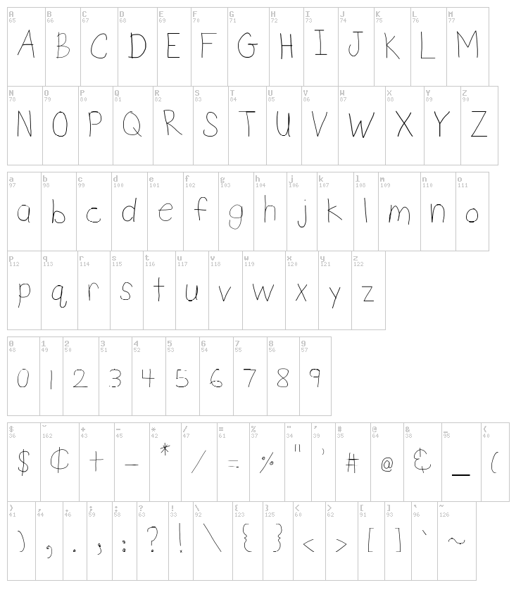 DSnet Child font map